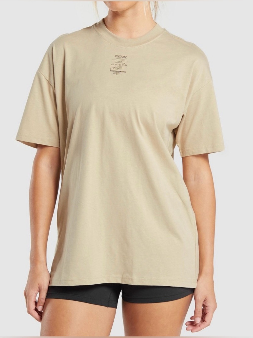 GYMSHARK Women’s XL Minimal Oversized T-Shirt Lifting Club Tan
